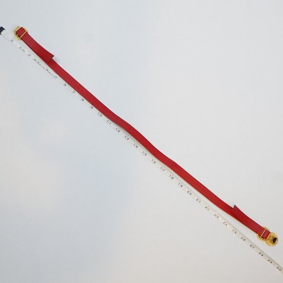 Vintage Red Belt Gold Tone Coin Buckle Adjustable Size S/M - Picture 5 of 5